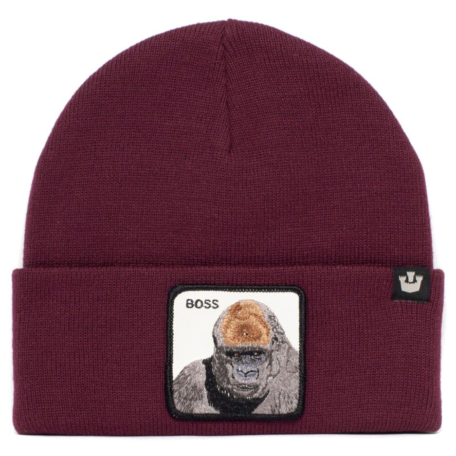 Apes Knit Beanie Cap in Burgandy, BOSS Goorin Bros.